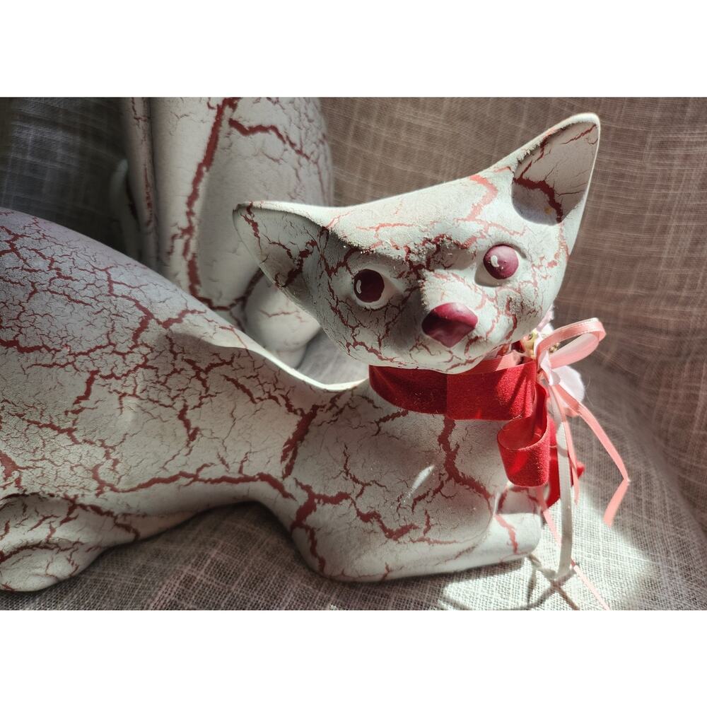 Two Antique Ceramic Cats, Hand painted